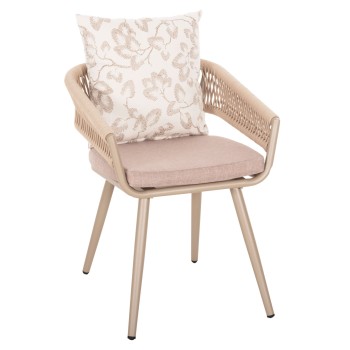 ARMCHAIR ALUMINUM CAMDEN FK6141.04 BACK CUSHION WITH PRINT DESIGN-CAPPUCCINO 56x60x72-87Hcm.