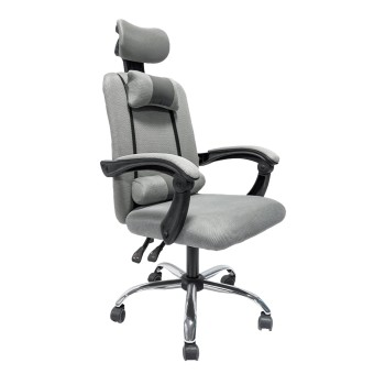 OFFICE CHAIR CRONER FK1196.02 GREY MESH-CHROME METAL BASE-BLACK FRAME 58x67x124Hcm.