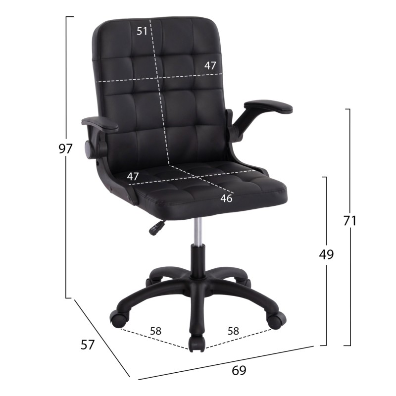 OFFICE CHAIR PORTIMA FK1197.01 BLACK PVC-FRAME & BASE 69x57x97Hcm. OFFICE CHAIR PORTIMA FK1197.01 BLACK PVC-FRAME & BASE 69x57x97Hcm.