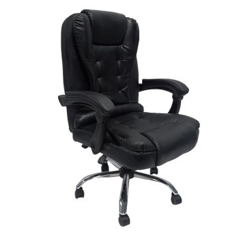 OFFICE CHAIR LAGOM FK1198 BLACK PVC-METAL CHROME BASE-BLACK FRAME 60x70x104Hcm.