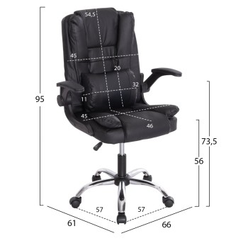 OFFICE CHAIR CANAN FK1201 BLACK PVC--CHROME BASE 66x61x105Hcm. OFFICE CHAIR CANAN FK1201 BLACK PVC--CHROME BASE 66x61x105Hcm.