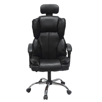 OFFICE CHAIR OCTAVIUS FK1202 BLACK PVC- CHROMED METAL BASE 63x73x129Hcm. OFFICE CHAIR OCTAVIUS FK1202 BLACK PVC- CHROMED METAL BASE 63x73x129Hcm.