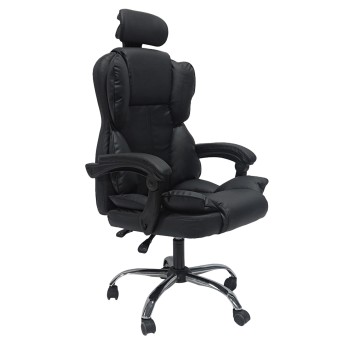 OFFICE CHAIR OCTAVIUS FK1202 BLACK PVC- CHROMED METAL BASE 63x73x129Hcm.