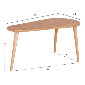 COFFEE TABLES 2PCS APRILIA FK18179.02 MELAMINE IN NATURAL & BLACK MARBLE-WOODEN LEGS IN NATURAL 95x47x47Hcm COFFEE TABLES 2PCS APRILIA FK18179.02 MELAMINE IN NATURAL & BLACK MARBLE-WOODEN LEGS IN NATURAL 95x47x47Hcm