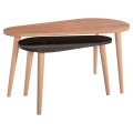 COFFEE TABLES 2PCS APRILIA FK18179.02 MELAMINE IN NATURAL & BLACK MARBLE-WOODEN LEGS IN NATURAL 95x47x47Hcm
