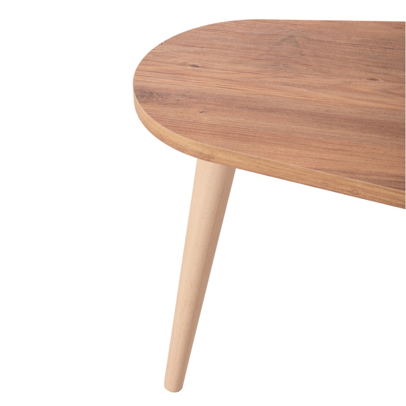 COFFEE TABLES 2PCS APRILIA FK18179.02 MELAMINE IN NATURAL & BLACK MARBLE-WOODEN LEGS IN NATURAL 95x47x47Hcm