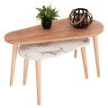 COFFEE TABLES 2PCS APRILIA FK18179.03 MELAMINE IN NATURAL & WHITE MARBLE-WOODEN LEGS IN NATURAL 94x47x47,5Hcm