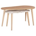 COFFEE TABLES 2PCS APRILIA FK18179.03 MELAMINE IN NATURAL & WHITE MARBLE-WOODEN LEGS IN NATURAL 94x47x47,5Hcm