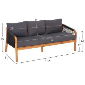 OUTDOOR LOUNGE SET 4PCS ROSSWELL FK6084.01 ACACIA WOOD-ROUND ROPE & CUSHIONS IN ANTHRACITE OUTDOOR LOUNGE SET 4PCS ROSSWELL FK6084.01 ACACIA WOOD-ROUND ROPE & CUSHIONS IN ANTHRACITE