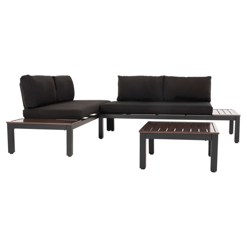 OUTDOOR LOUNGE SET DEX 3PCS POLYMORPHIC FK6090 ALUMINUM IN ANTHRACITE & BROWN-BLACK CUSHIONS OUTDOOR LOUNGE SET DEX 3PCS POLYMORPHIC FK6090 ALUMINUM IN ANTHRACITE & BROWN-BLACK CUSHIONS