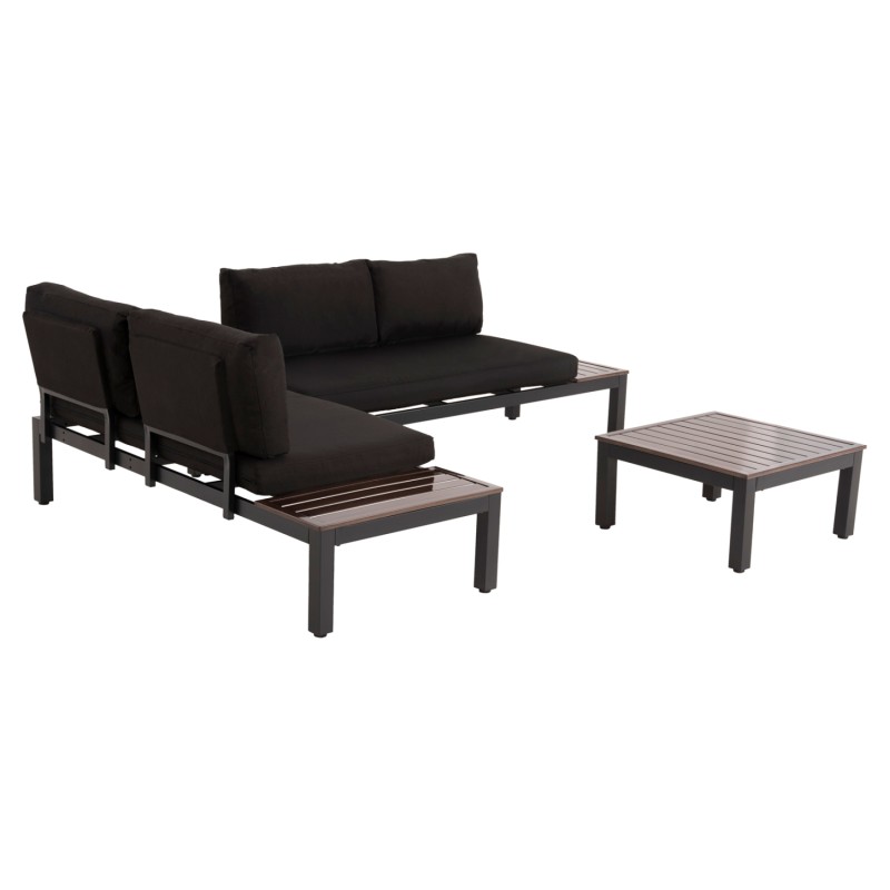 OUTDOOR LOUNGE SET DEX 3PCS POLYMORPHIC FK6090 ALUMINUM IN ANTHRACITE & BROWN-BLACK CUSHIONS OUTDOOR LOUNGE SET DEX 3PCS POLYMORPHIC FK6090 ALUMINUM IN ANTHRACITE & BROWN-BLACK CUSHIONS