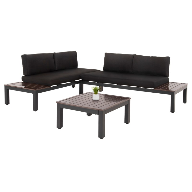 OUTDOOR LOUNGE SET DEX 3PCS POLYMORPHIC FK6090 ALUMINUM IN ANTHRACITE & BROWN-BLACK CUSHIONS OUTDOOR LOUNGE SET DEX 3PCS POLYMORPHIC FK6090 ALUMINUM IN ANTHRACITE & BROWN-BLACK CUSHIONS