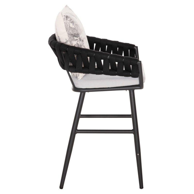 BAR STOOL ALUMINUM CAMDEN FK6142.01 ANTHRACITE WITH ECRU BACK CUSHION WITH PRINT PATTERN 56x60x108Hcm. BAR STOOL ALUMINUM CAMDEN FK6142.01 ANTHRACITE WITH ECRU BACK CUSHION WITH PRINT PATTERN 56x60x108Hcm.