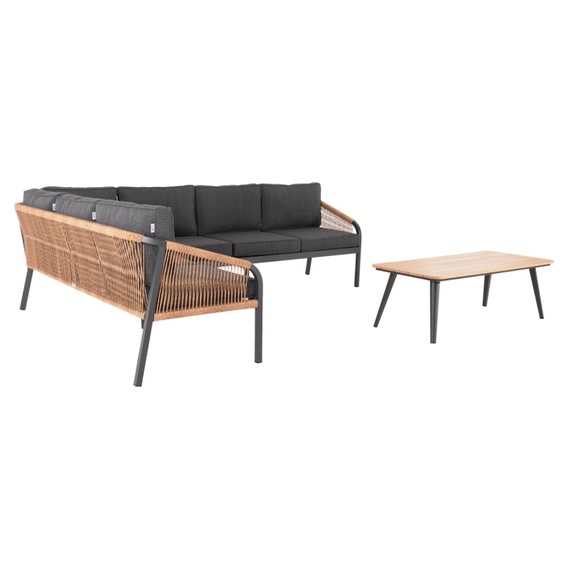 OUTDOOR CORNER LOUNGE SET MAERLY FK6140.02 ALUMINUM & CUSHIONS IN ANTHRACITE-BEIGE SYNTHETIC ROPE OUTDOOR CORNER LOUNGE SET MAERLY FK6140.02 ALUMINUM & CUSHIONS IN ANTHRACITE-BEIGE SYNTHETIC ROPE