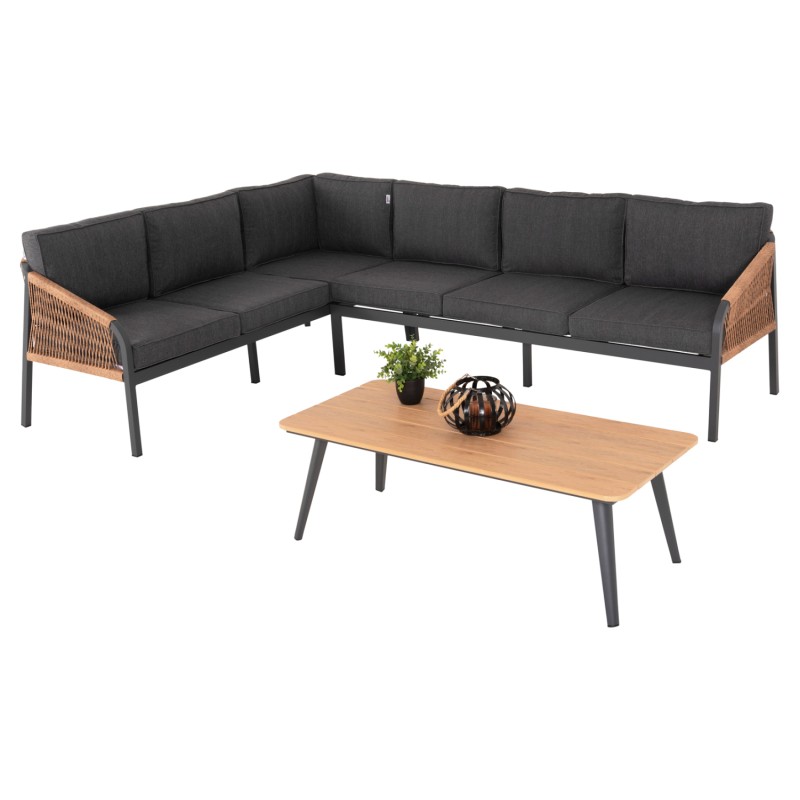 OUTDOOR CORNER LOUNGE SET MAERLY FK6140.02 ALUMINUM & CUSHIONS IN ANTHRACITE-BEIGE SYNTHETIC ROPE OUTDOOR CORNER LOUNGE SET MAERLY FK6140.02 ALUMINUM & CUSHIONS IN ANTHRACITE-BEIGE SYNTHETIC ROPE
