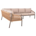 OUTDOOR CORNER LOUNGE SET MAERLY FK6140.03 ALUMINUM & CUSHIONS IN CHAMPAGNE COLOR-BEIGE SYNTHETIC ROPE OUTDOOR CORNER LOUNGE SET MAERLY FK6140.03 ALUMINUM & CUSHIONS IN CHAMPAGNE COLOR-BEIGE SYNTHETIC ROPE