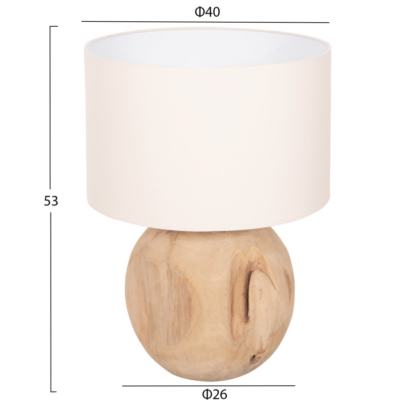 TABLE LAMP ORANYE FK4421 TEAK WOOD-WHITE PVC CAP Φ40x53Hcm. TABLE LAMP ORANYE FK4421 TEAK WOOD-WHITE PVC CAP Φ40x53Hcm.
