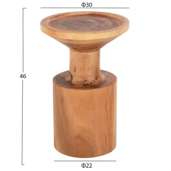 SIDE TABLE BERMAL FK9889 SOLID SUAR WOOD IN NATURAL Φ30x46Hcm.