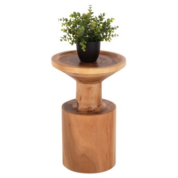 SIDE TABLE BERMAL FK9889 SOLID SUAR WOOD IN NATURAL Φ30x46Hcm.