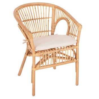 ARMCHAIR DAMPAR FK9929.04 RATTAN IN NATURAL-WHITE CUSHION 59x61x80Hcm.