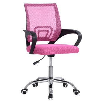 OFFICE CHAIR BRISTONE FK1058.35 PINK MESH FABRIC-CHROMED BASE-BLACK ARMS 60x51x95Hcm.
