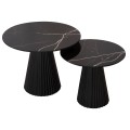 COFFEE TABLES 2PCS DIEN FK9926 METAL BASES & CERAMIC TOP-BLACK Φ56.5 & Φ43.5 cm.