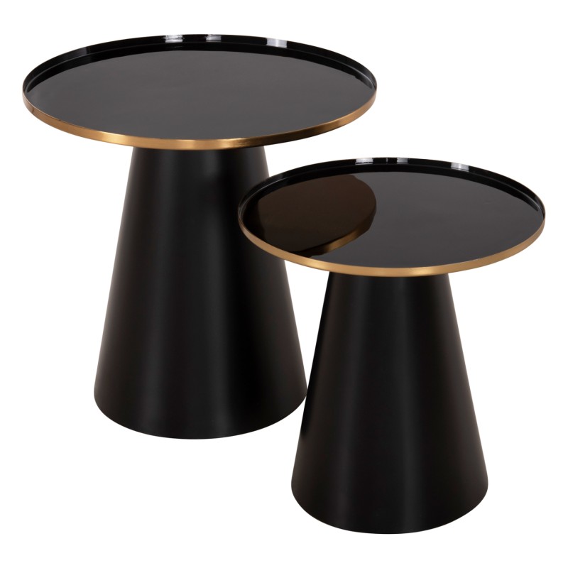 COFFEE TABLES 2PCS BENG FK9920 ENAMELED METAL TOP-MAT BASE-BLACK Φ50 & Φ40 cm. COFFEE TABLES 2PCS BENG FK9920 ENAMELED METAL TOP-MAT BASE-BLACK Φ50 & Φ40 cm.