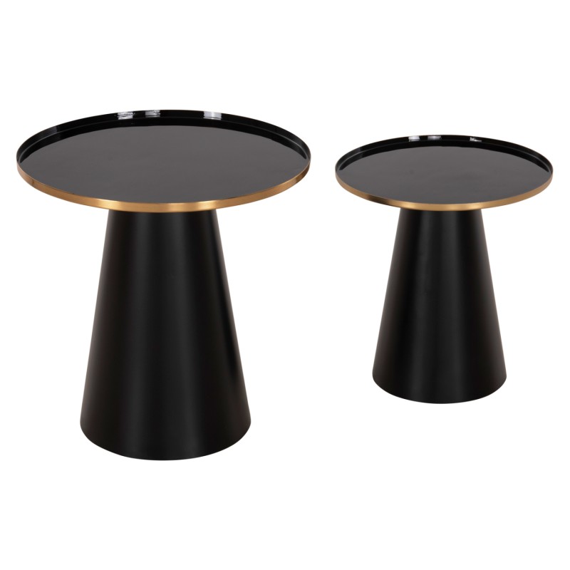COFFEE TABLES 2PCS BENG FK9920 ENAMELED METAL TOP-MAT BASE-BLACK Φ50 & Φ40 cm. COFFEE TABLES 2PCS BENG FK9920 ENAMELED METAL TOP-MAT BASE-BLACK Φ50 & Φ40 cm.