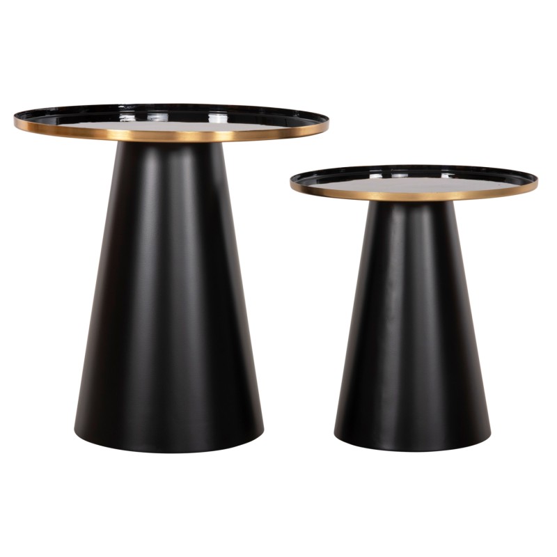 COFFEE TABLES 2PCS BENG FK9920 ENAMELED METAL TOP-MAT BASE-BLACK Φ50 & Φ40 cm. COFFEE TABLES 2PCS BENG FK9920 ENAMELED METAL TOP-MAT BASE-BLACK Φ50 & Φ40 cm.