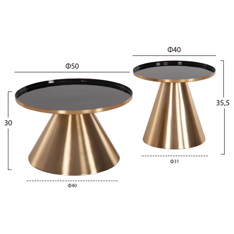 COFFEE TABLES 2PCS LORME FK9923 METAL IN BLACK AND GOLD Φ50 & Φ40 cm. COFFEE TABLES 2PCS LORME FK9923 METAL IN BLACK AND GOLD Φ50 & Φ40 cm.