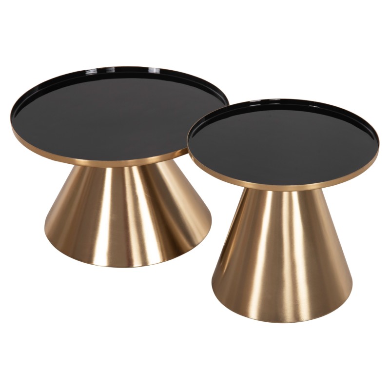 COFFEE TABLES 2PCS LORME FK9923 METAL IN BLACK AND GOLD Φ50 & Φ40 cm. COFFEE TABLES 2PCS LORME FK9923 METAL IN BLACK AND GOLD Φ50 & Φ40 cm.