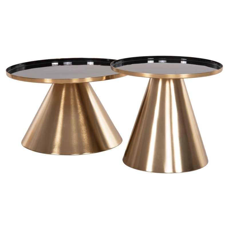 COFFEE TABLES 2PCS LORME FK9923 METAL IN BLACK AND GOLD Φ50 & Φ40 cm. COFFEE TABLES 2PCS LORME FK9923 METAL IN BLACK AND GOLD Φ50 & Φ40 cm.