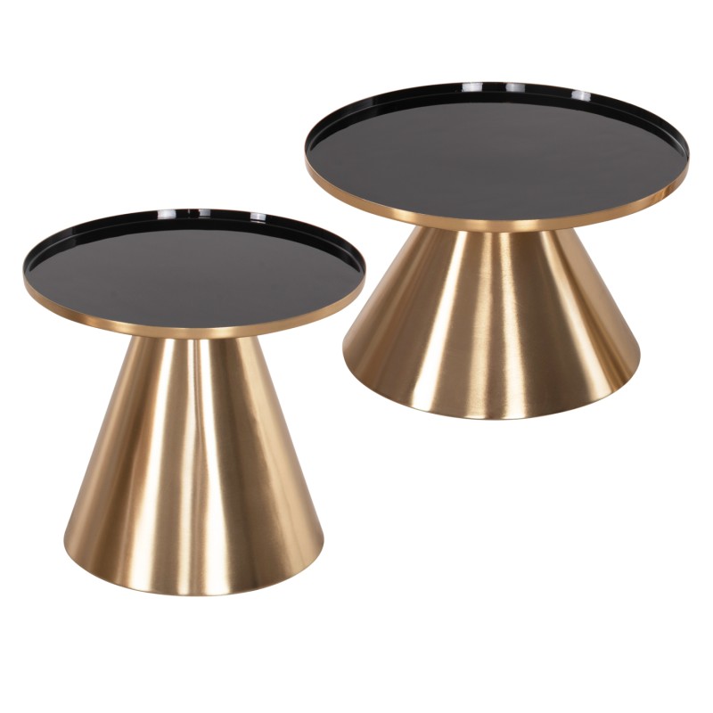 COFFEE TABLES 2PCS LORME FK9923 METAL IN BLACK AND GOLD Φ50 & Φ40 cm. COFFEE TABLES 2PCS LORME FK9923 METAL IN BLACK AND GOLD Φ50 & Φ40 cm.