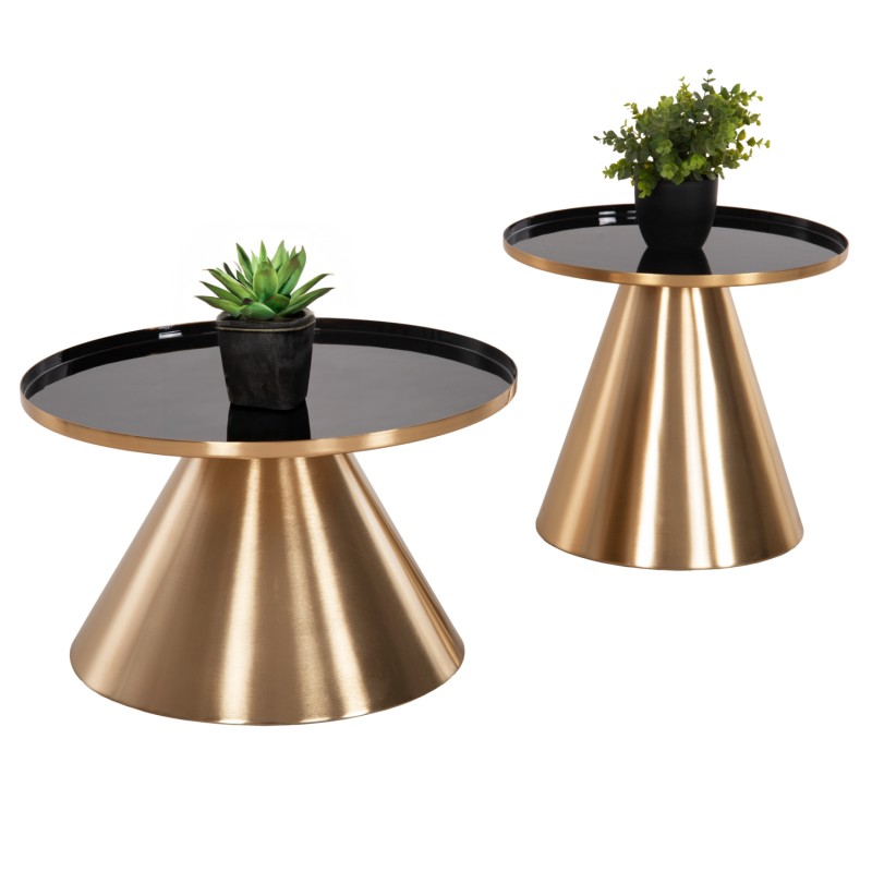 COFFEE TABLES 2PCS LORME FK9923 METAL IN BLACK AND GOLD Φ50 & Φ40 cm. COFFEE TABLES 2PCS LORME FK9923 METAL IN BLACK AND GOLD Φ50 & Φ40 cm.