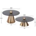 COFFEE TABLES 2PCS REBEN FK9919 METAL IN GOLD-BLACK GLASS TOP Φ80 & Φ60 cm. COFFEE TABLES 2PCS REBEN FK9919 METAL IN GOLD-BLACK GLASS TOP Φ80 & Φ60 cm.