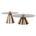 COFFEE TABLES 2PCS REBEN FK9919 METAL IN GOLD-BLACK GLASS TOP Φ80 & Φ60 cm. COFFEE TABLES 2PCS REBEN FK9919 METAL IN GOLD-BLACK GLASS TOP Φ80 & Φ60 cm.