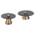 COFFEE TABLES 2PCS REBEN FK9919 METAL IN GOLD-BLACK GLASS TOP Φ80 & Φ60 cm. COFFEE TABLES 2PCS REBEN FK9919 METAL IN GOLD-BLACK GLASS TOP Φ80 & Φ60 cm.