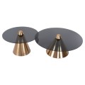 COFFEE TABLES 2PCS REBEN FK9919 METAL IN GOLD-BLACK GLASS TOP Φ80 & Φ60 cm. COFFEE TABLES 2PCS REBEN FK9919 METAL IN GOLD-BLACK GLASS TOP Φ80 & Φ60 cm.