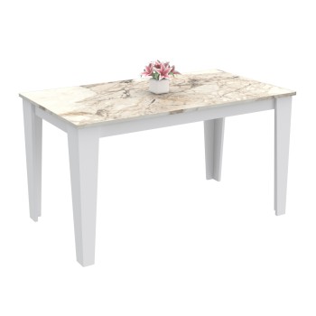 KITCHEN TABLE BORIS FK18220.01 MELAMINE IN WHITE MARBLE-WHITE COLORING KITCHEN TABLE BORIS FK18220.01 MELAMINE IN WHITE MARBLE-WHITE COLORING
