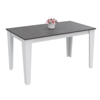 KITCHEN TABLE BORIS FK18220.02 MELAMINE IN BLACK ONYX-WHITE COLORING 130x75x75Hcm. KITCHEN TABLE BORIS FK18220.02 MELAMINE IN BLACK ONYX-WHITE COLORING 130x75x75Hcm.