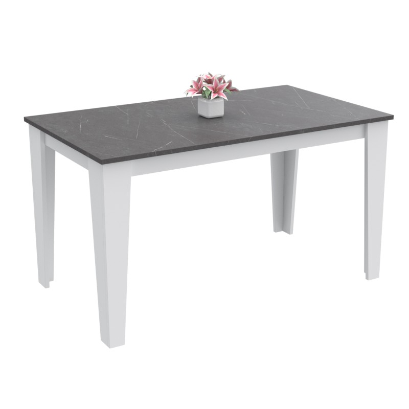 KITCHEN TABLE BORIS FK18220.02 MELAMINE IN BLACK ONYX-WHITE COLORING 130x75x75Hcm. KITCHEN TABLE BORIS FK18220.02 MELAMINE IN BLACK ONYX-WHITE COLORING 130x75x75Hcm.