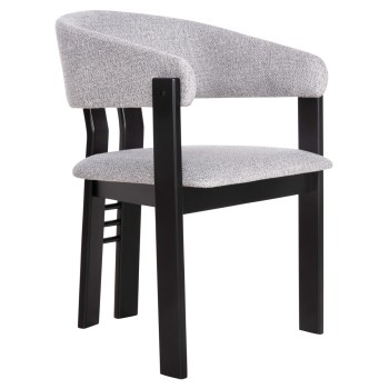 DINING CHAIR ZARRA FK9970.02 RUBBERWOOD IN BLACK-LIGHT GREY FABRIC 55,5x59x81,5Hcm.