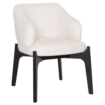 DINING CHAIR ABAI FK9971.02 RUBBERWOOD IN BLACK COLOR-BOUCLE FABRIC IN ECRU 65x63x79Hcm.