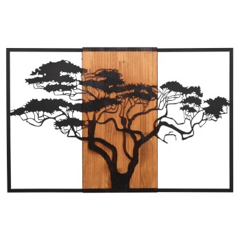 WALL DECORATION TREE IN BLACK FRAME ΗΜ4650-METAL-WOOD 90x3(thickness)x58Hcm.
