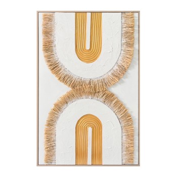 WALL PAINTING 3D FK4537.01 WITH BEIGE PS FRAME-WHITE CANVAS-HANDMADE 80x3,5x120Hcm.