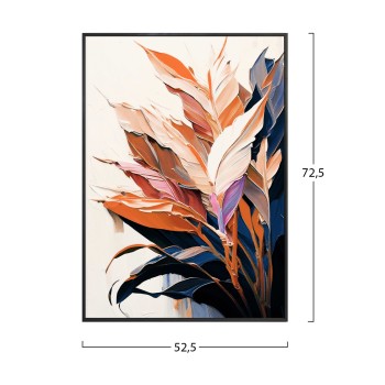 WALL PAINTING TROPICO FK4547.02 BLACK PS FRAME-PRINTED CANVAS WITH LEAVES 52.5x2.8x72.5Hcm.