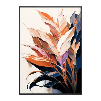 WALL PAINTING TROPICO FK4547.02 BLACK PS FRAME-PRINTED CANVAS WITH LEAVES 52.5x2.8x72.5Hcm.