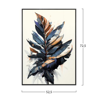 WALL PAINTING TROPICO FK4547.01 BLACK PS FRAME-PRINTED CANVAS WITH LEAVES 52.5x2.8x72.5Hcm.