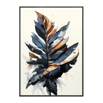 WALL PAINTING TROPICO FK4547.01 BLACK PS FRAME-PRINTED CANVAS WITH LEAVES 52.5x2.8x72.5Hcm.