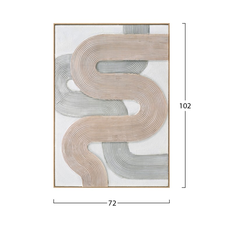WALL PAINTING 3D SHON FK4557 WITH BEIGE PS FRAME-HANDMADE CURVE SHAPES 72x5x102Hcm. WALL PAINTING 3D SHON FK4557 WITH BEIGE PS FRAME-HANDMADE CURVE SHAPES 72x5x102Hcm.